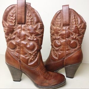 MIA Brown Mid-calf Cowboy Boots sz 8
